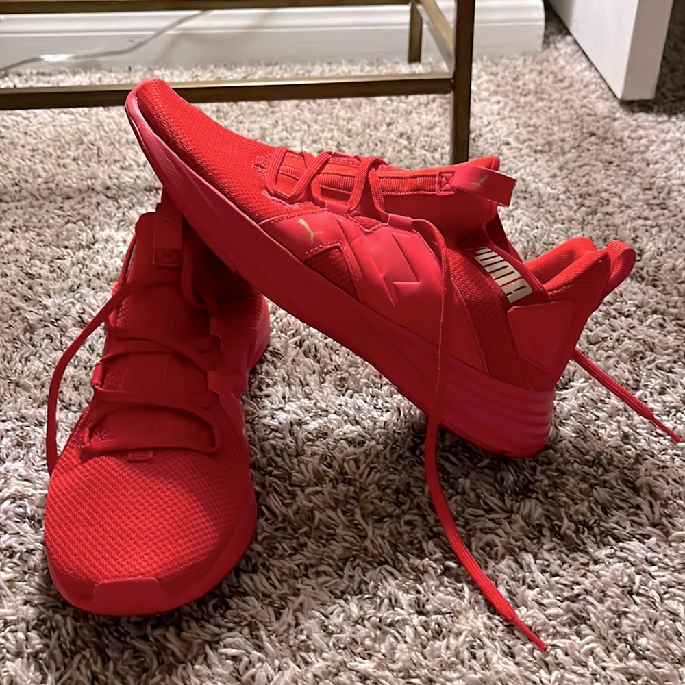 Red puma shoes